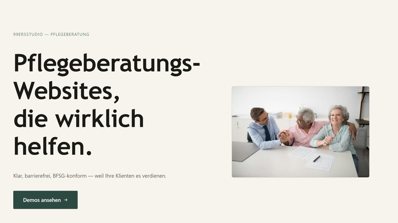 Pflegeberatung — Demo-Website von 99ersstudio